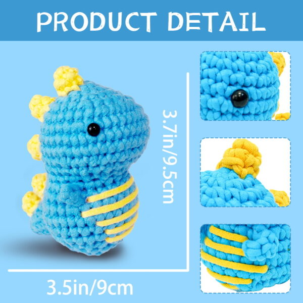 Step-by-step photo tutorial for shaping tiny crochet dinosaur body