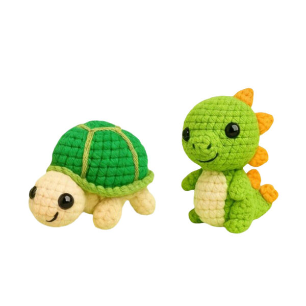 dinosaur craft Turtle & Dino Crochet Kit – DIY Handmade Plush Set