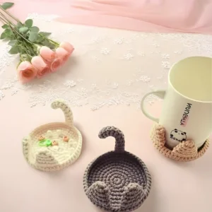 3-Pack Bear Coaster Crochet Kit DIY Craft Set Full Supplies