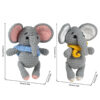 diy craft kit Complete light gray elephant crochet plush kit supplies laid out on a wooden craft table