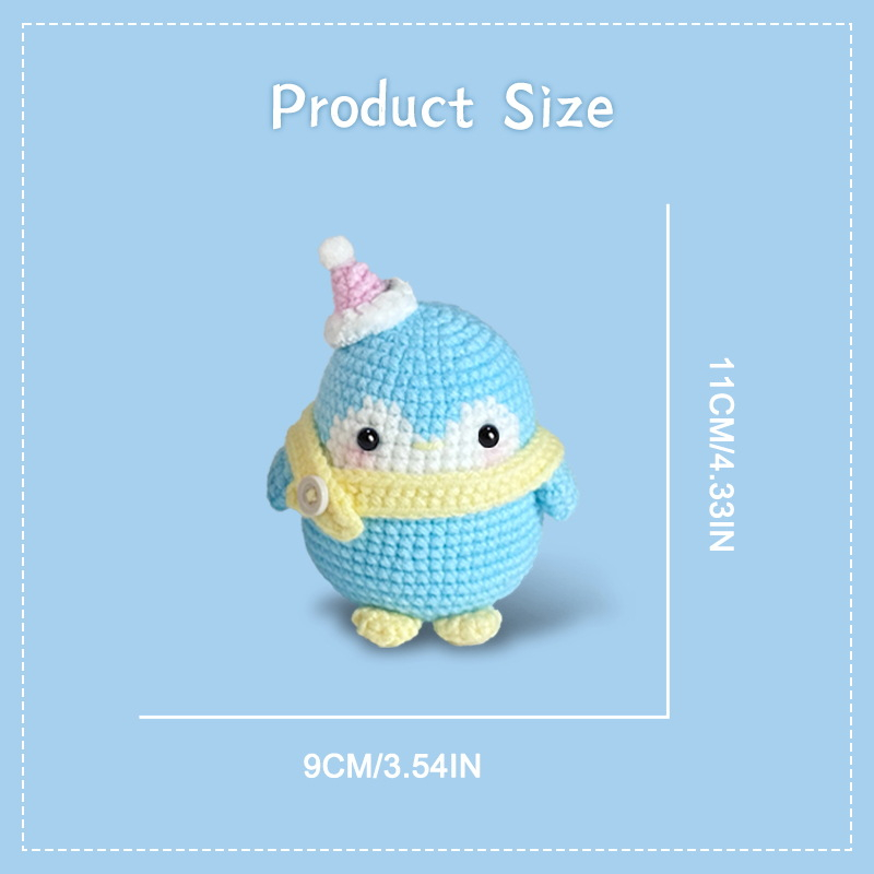 Step-by-step photo tutorial for shaping tiny crochet penguin santa hat