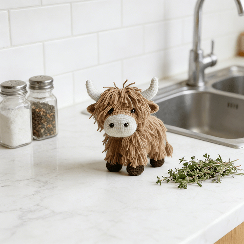 100% Wool Highland Cow DIY Crochet Craft Kit