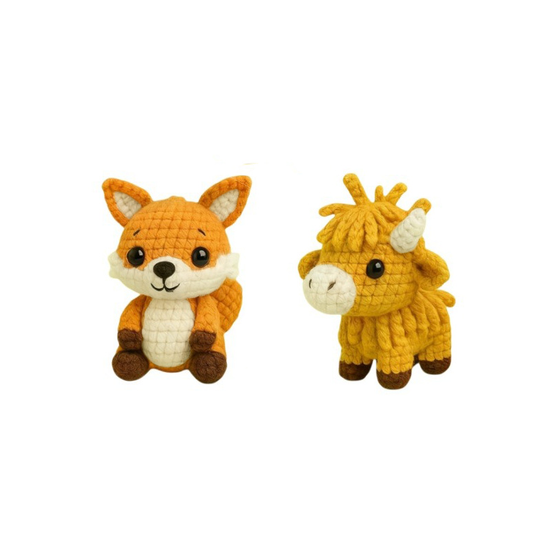 Step-by-Step Instructions for Fox & Highland Cow Crochet Kit