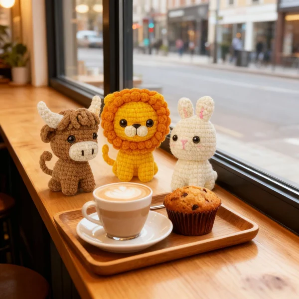 fuzzy animal craft kit 3-Pack Cow Lion Rabbit Crochet Kit Step-by-Step Photo Instructions