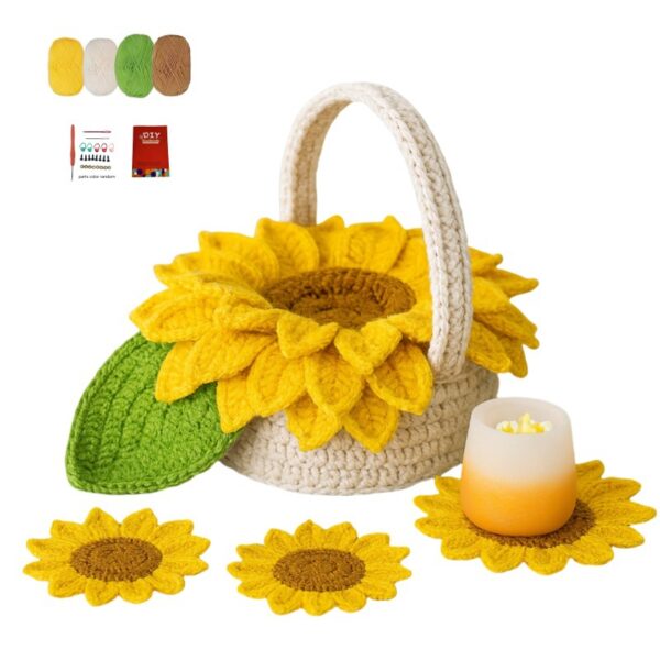 Handmade Sunflower Coasters – Complete Crochet Craft Set