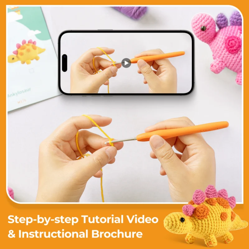 Green Ankylosaurus Crochet Plush Kit for Beginners 6 Green ankylosaurus crochet kit as a handmade gift for dinosaur fans