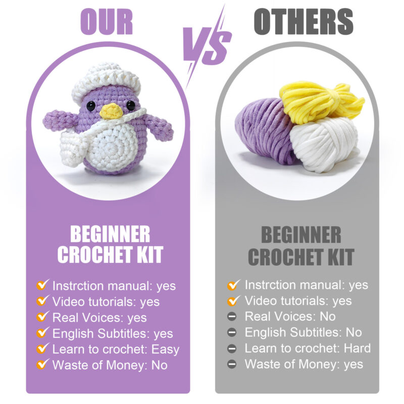 Cute crochet purple penguin plush as a penguin lover's handmade gift