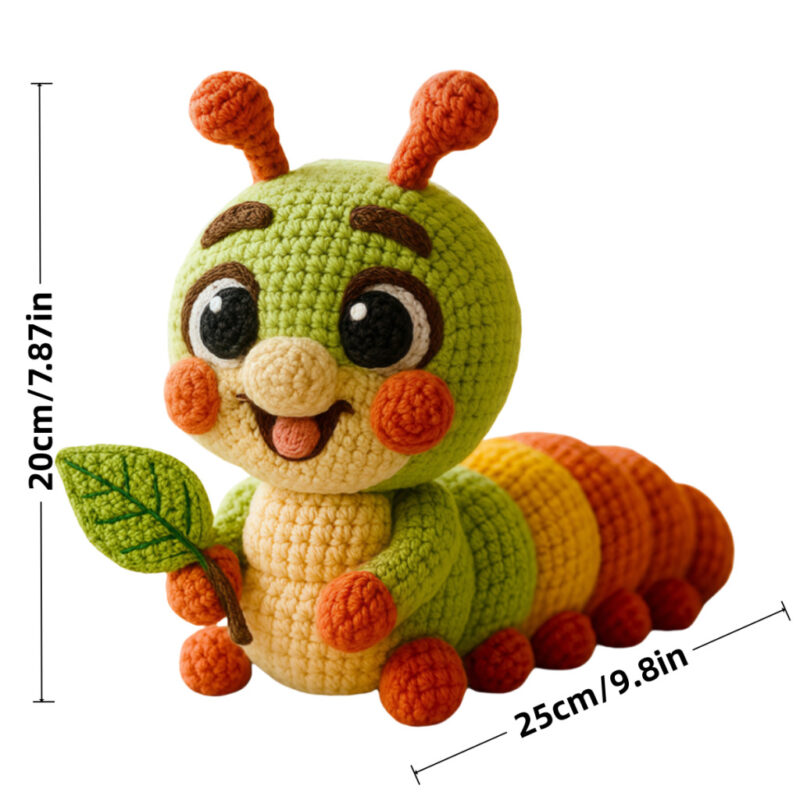 Cute crochet caterpillar attached simple daily fabric charm
