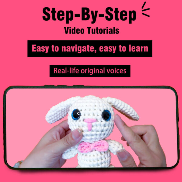 handmade tiny plush Step-by-step photo tutorial for shaping tiny crochet bunny ears