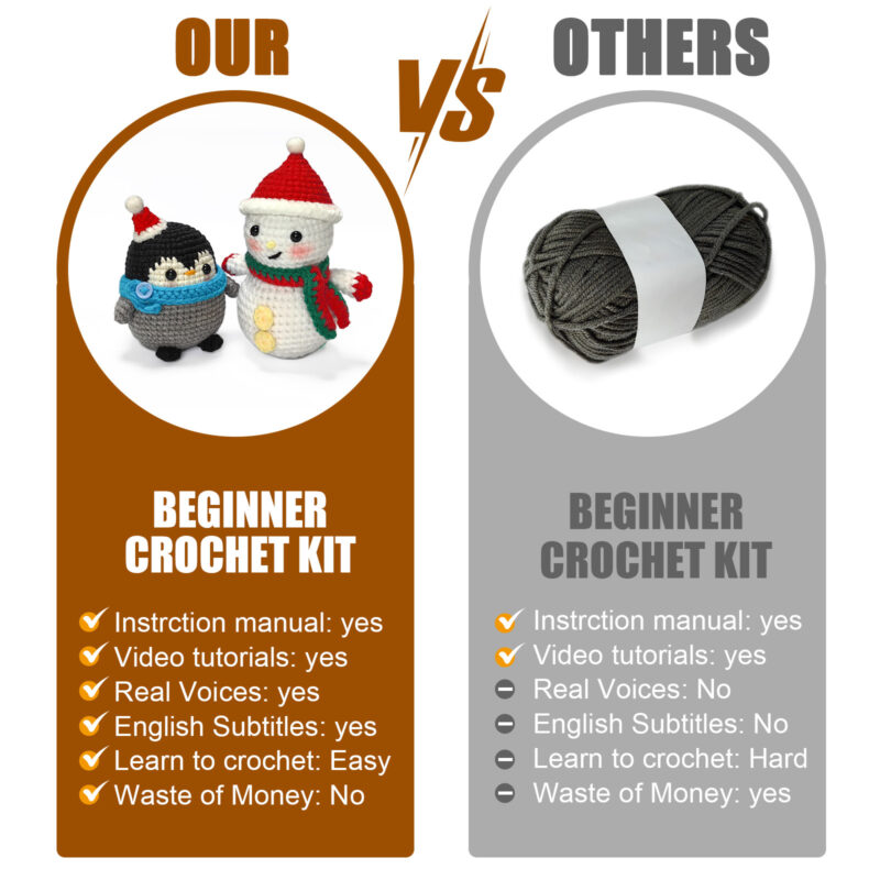 Step-by-step photo tutorial for shaping crochet penguin with scarf