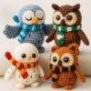 4-Pack Owl Crochet Kit Complete Beginner DIY Set