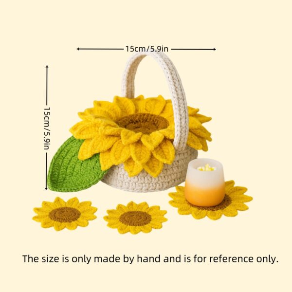 Handmade Crochet Sunflower Coasters - Rustic Home Decor for Kitchen