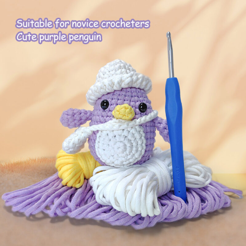 Step-by-step photo tutorial for shaping tiny crochet penguin wings