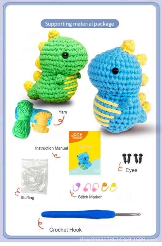 Soft cotton yarn and ergonomic crochet hook for beginner kit