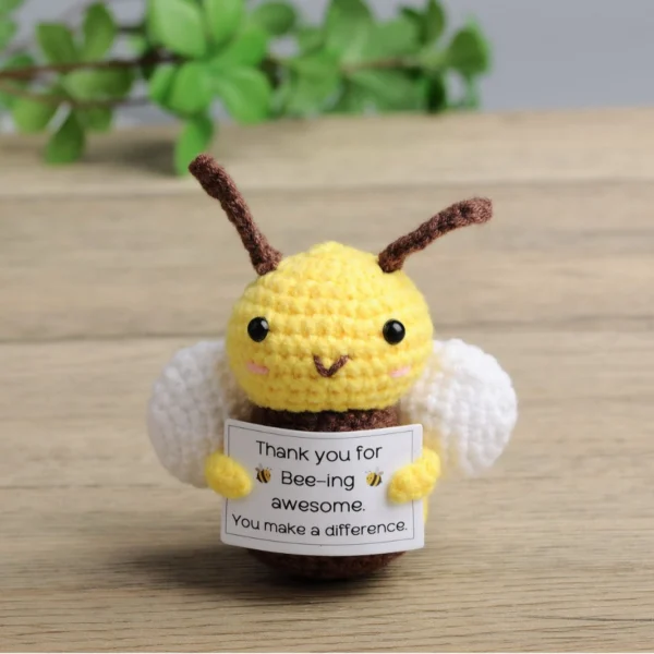motivational bee decor Crochet Bee Figurine – Inspirational Holiday Decor