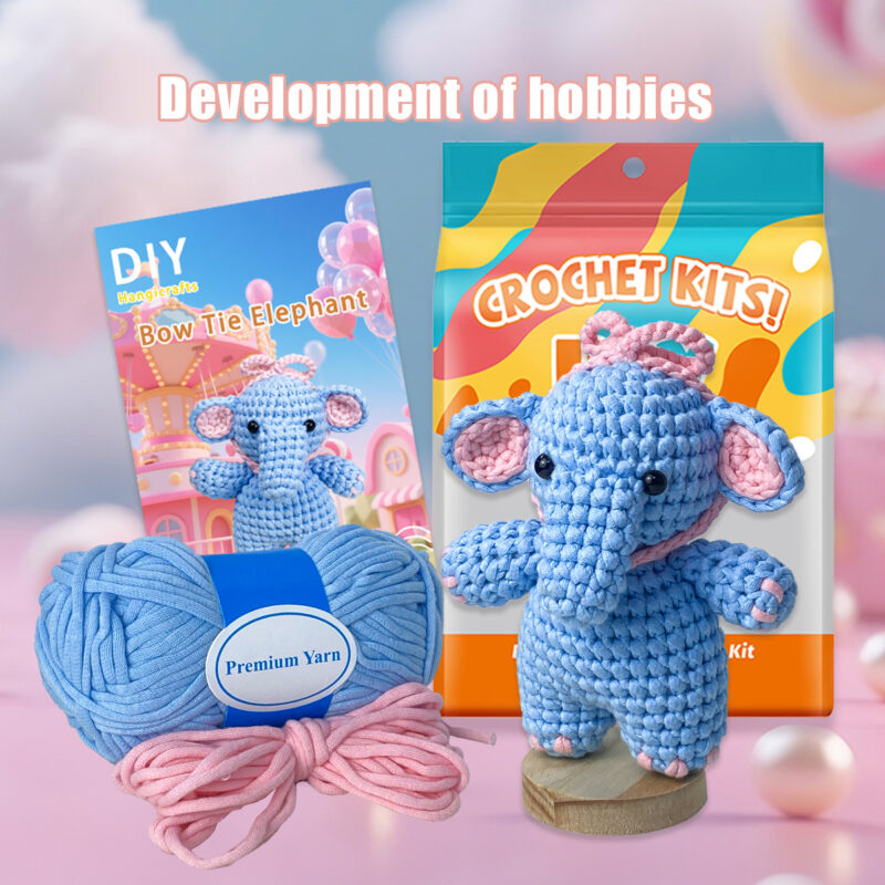 Step-by-step photo tutorial for shaping elephant crochet plush bow