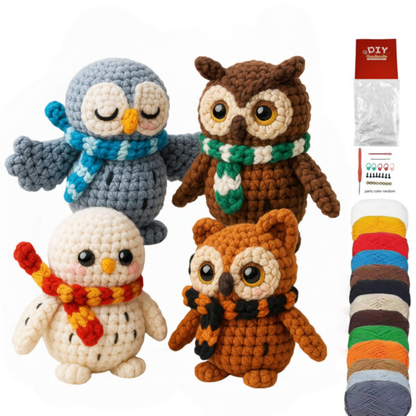 Cartoon Owl Crochet Keychain Charm Pendant