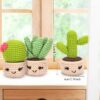 Complete Beginner Crochet Kit for 4 Mini Cactus Plants
