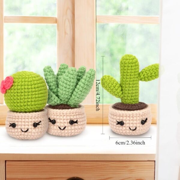 Complete Beginner Crochet Kit for 4 Mini Cactus Plants