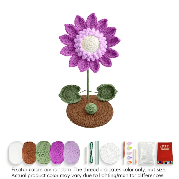 purple sunflower crochet kit Purple 3D Sunflower Crochet Kit