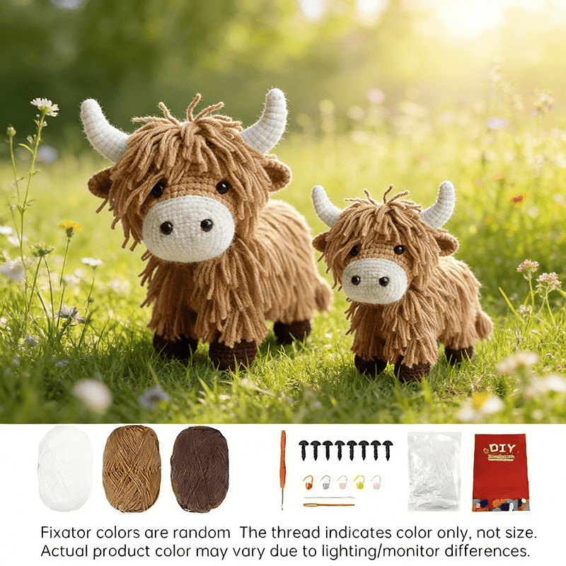 Plush Highland Cow Crochet Kit 4 Complete Beginner Friendly Highland Cow Crochet Kit