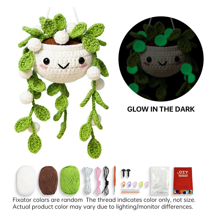 Glowing Ball Hanging Plant Crochet Kit Full Set