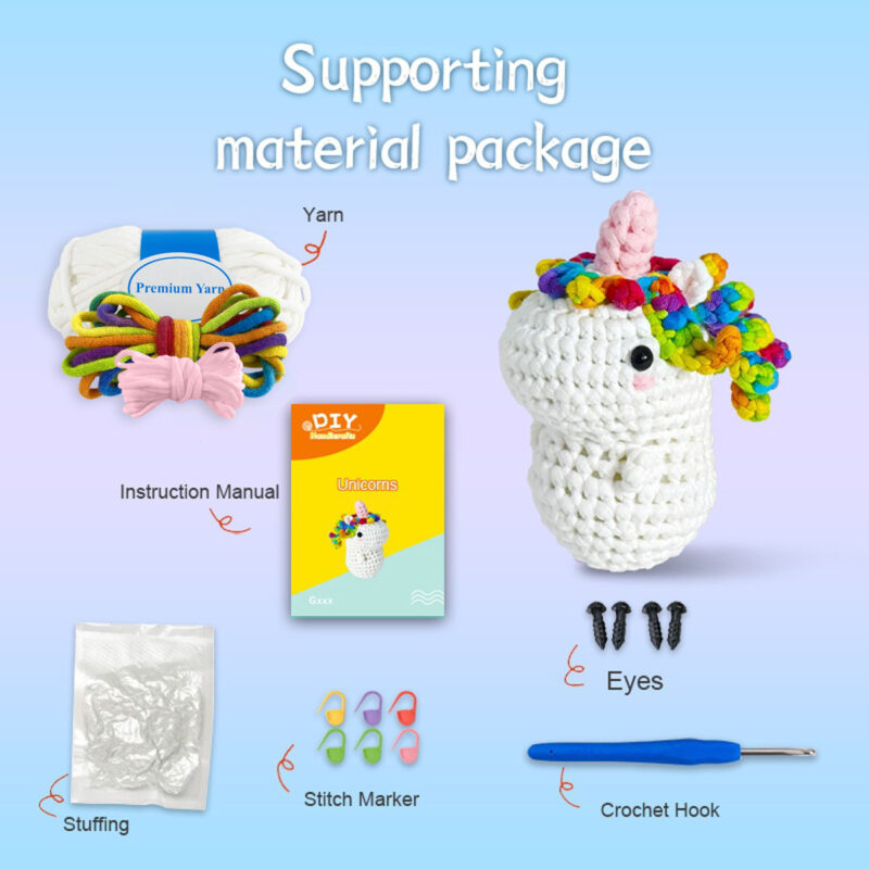 Soft pastel yarn and ergonomic crochet hook for beginner kit