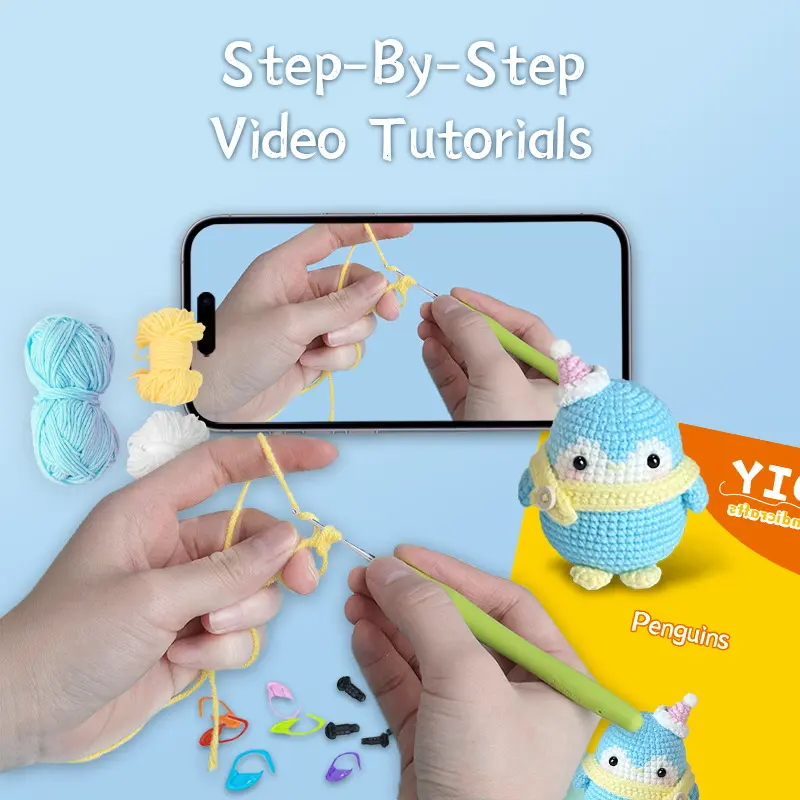 Soft cotton yarn and ergonomic crochet hook for beginner kit