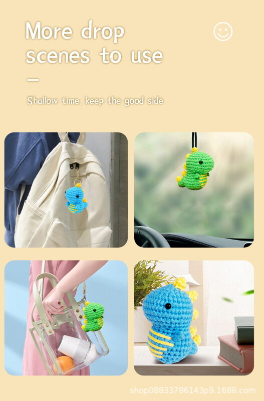 Step-by-step photo tutorial for shaping tiny crochet dinosaur body