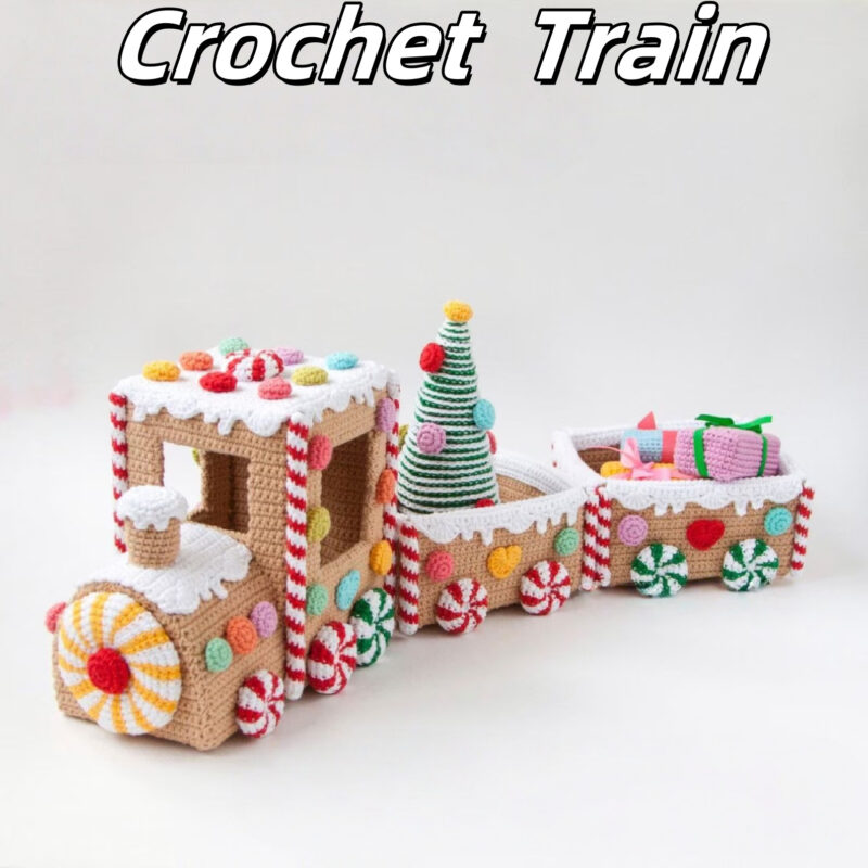 Cute crochet candy train attached simple daily fabric charm