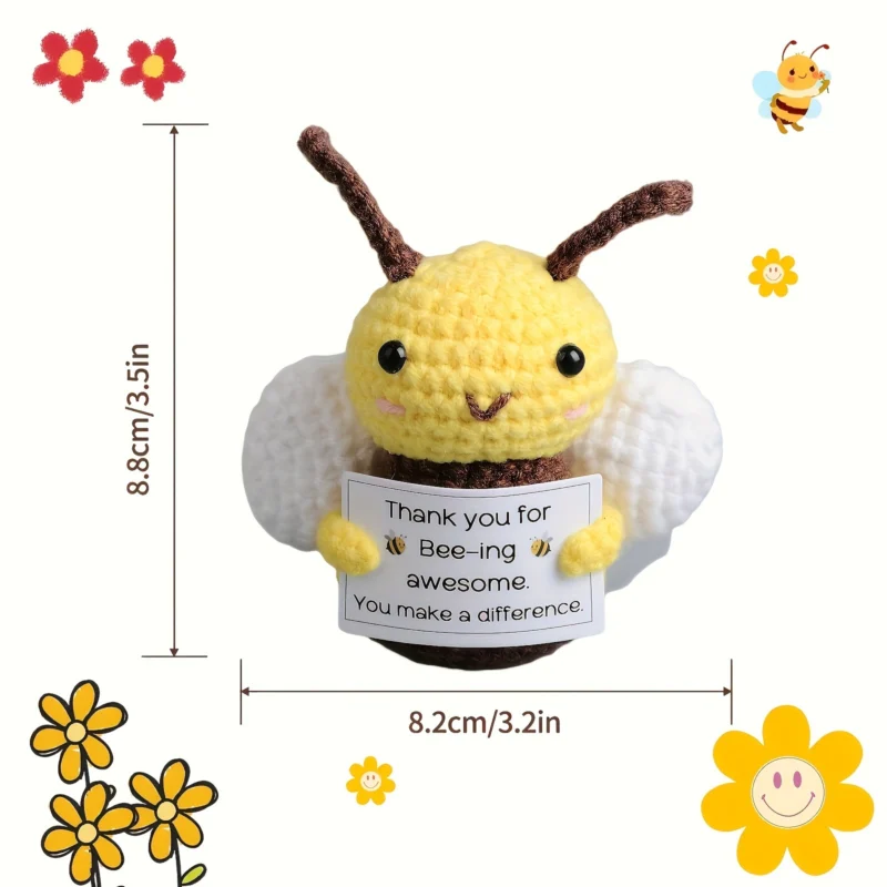 Crochet Bee Figurine – Inspirational Holiday Decor 4 Crochet Bee Mini Decor for Desk and Holiday Display