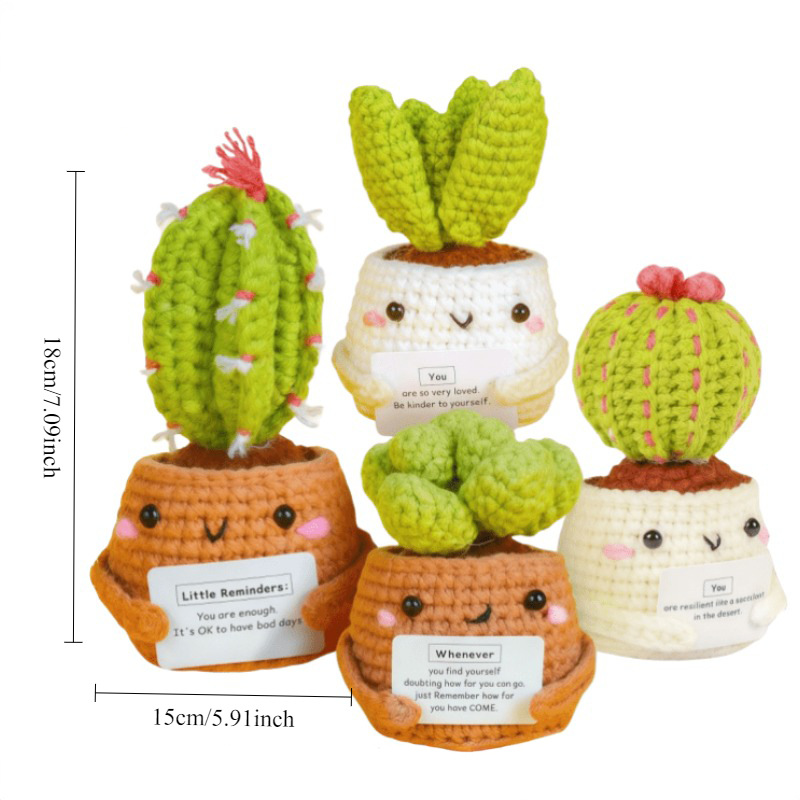 Cute crochet potted cactus as a pet-safe desk decor piece