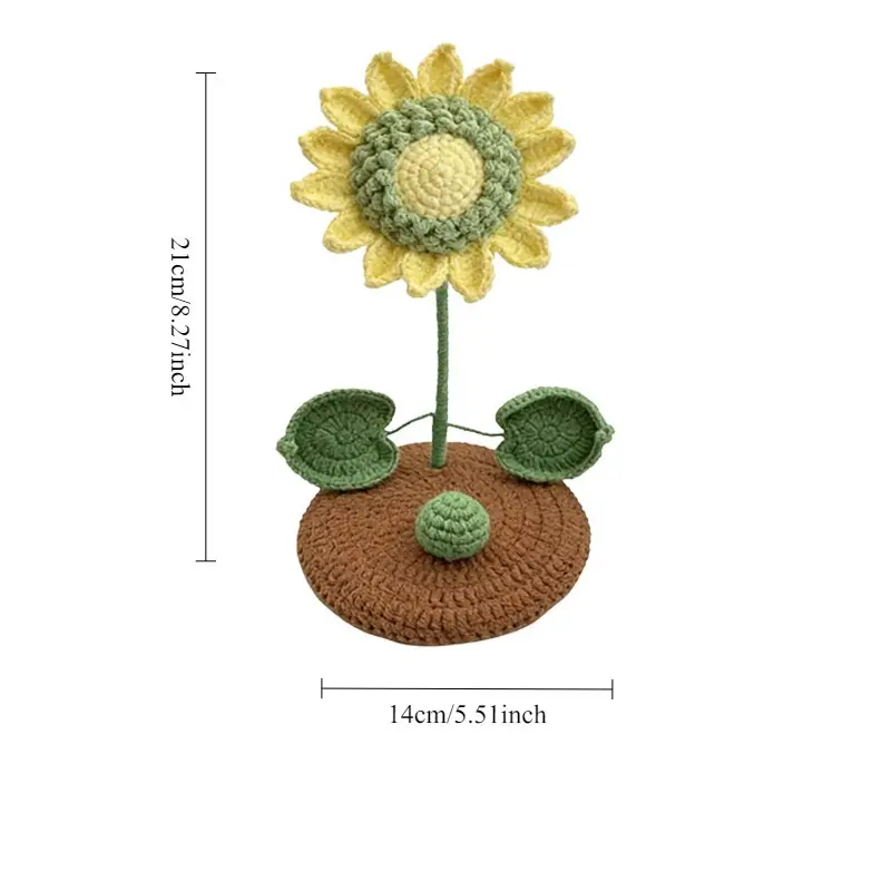 3D Yellow Sunflower Crochet Decor as Summer Home Accent