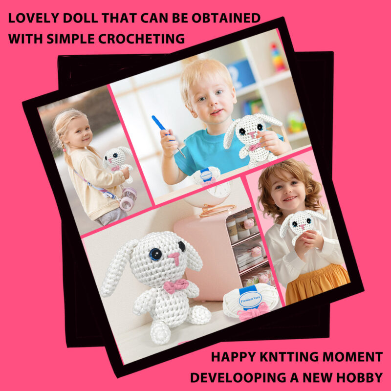 Tiny White Bunny Crochet Plush Kit for Beginners 7 Cute crochet tiny white bunny as a keychain themed handmade gift