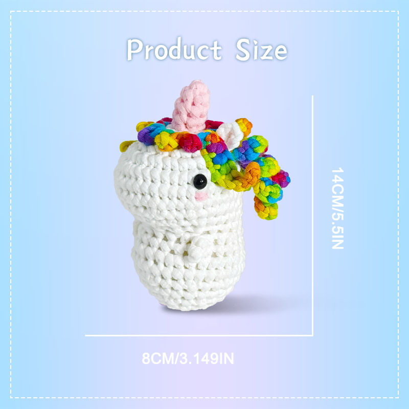 Step-by-step photo tutorial for shaping unicorn crochet plush mane