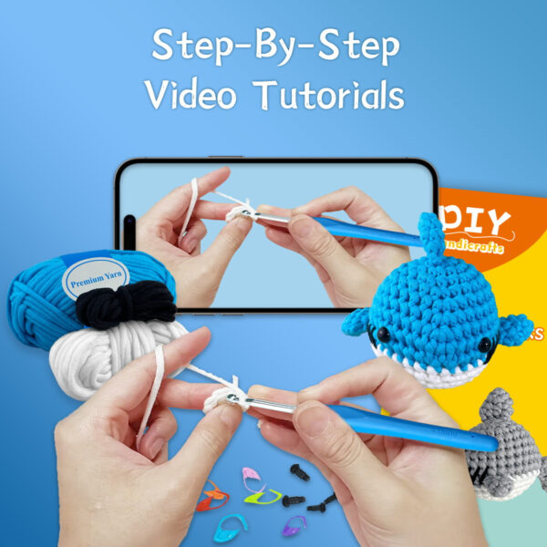 Blue Whale Crochet Plush Kit for Beginners