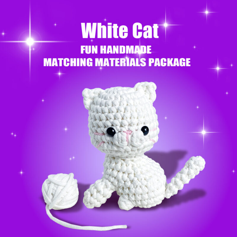 white cat crochet kit