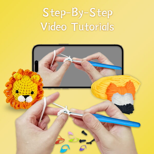 wild animal crochet craft Lion Crochet Plush Kit for Beginners