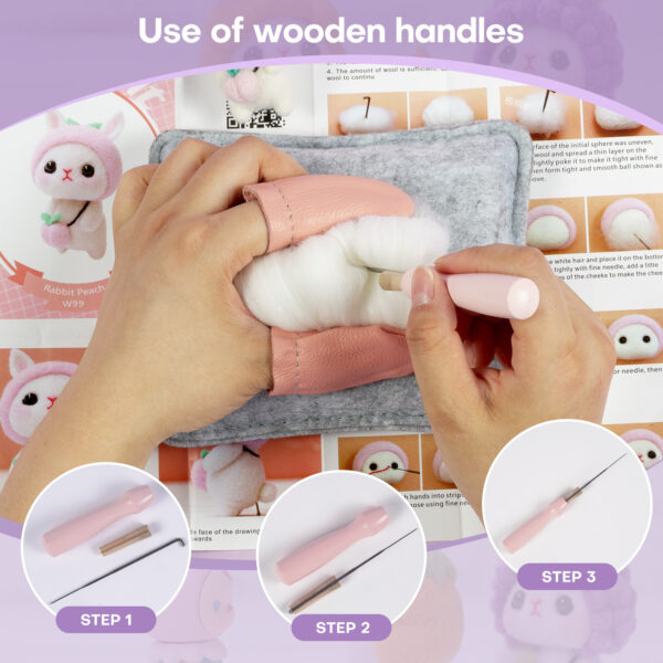 Beginner bunny needle felting step tutorial