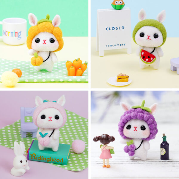 Bunny doll needle felting diy kit for beginners full set