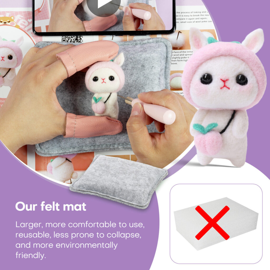 Bunny needle felting kit as handmade gift