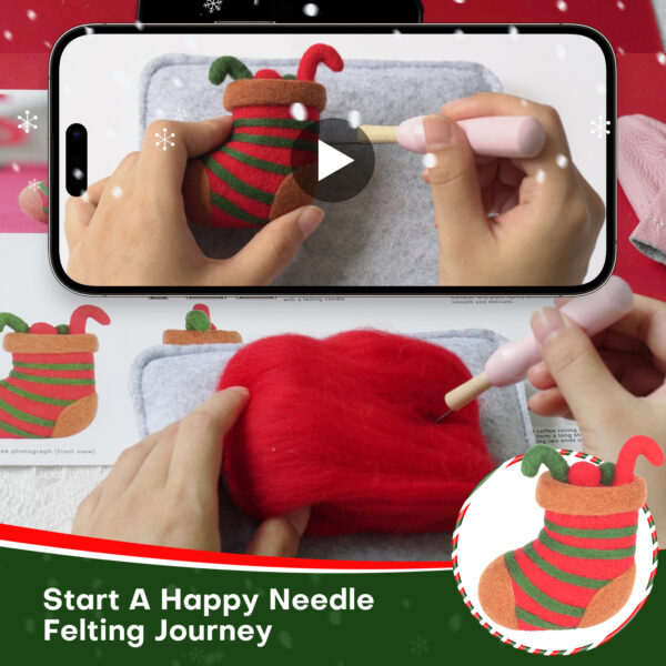 Finished santa claus needle felting ornament