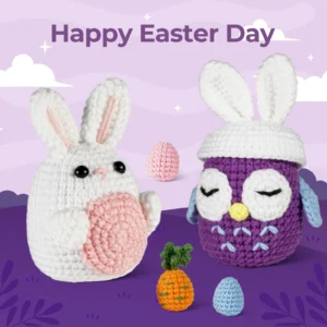 amigurumi for beginners Bunny and owl combo crochet kit for beginners full set
