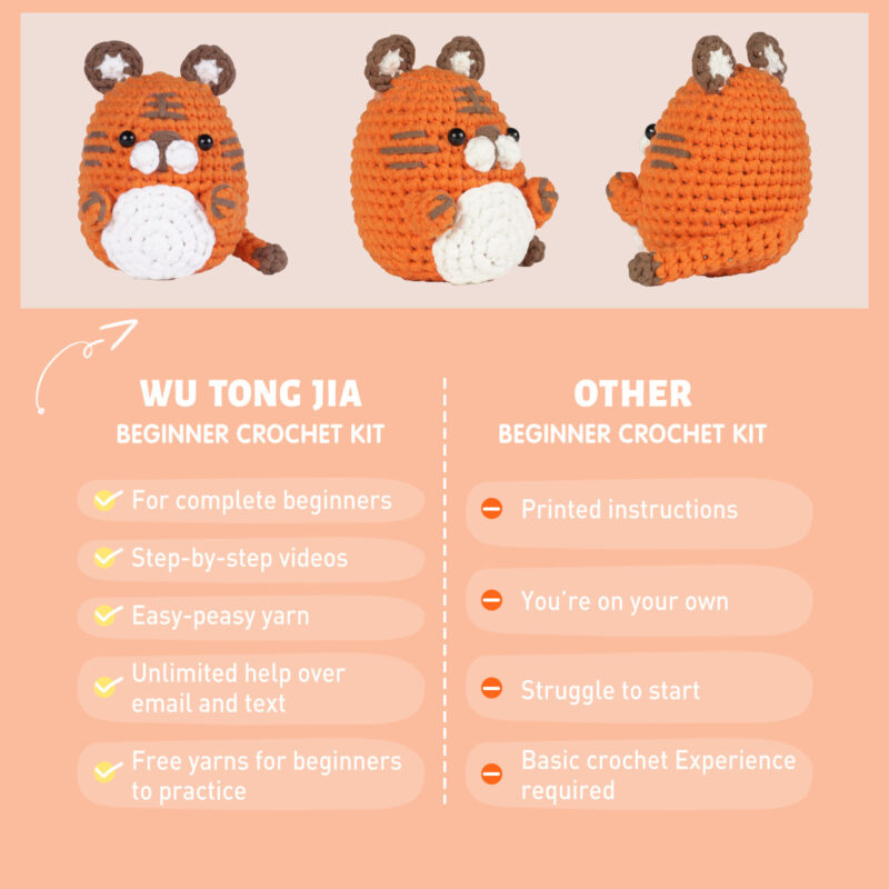 Finished huggable cartoon tiger crochet doll