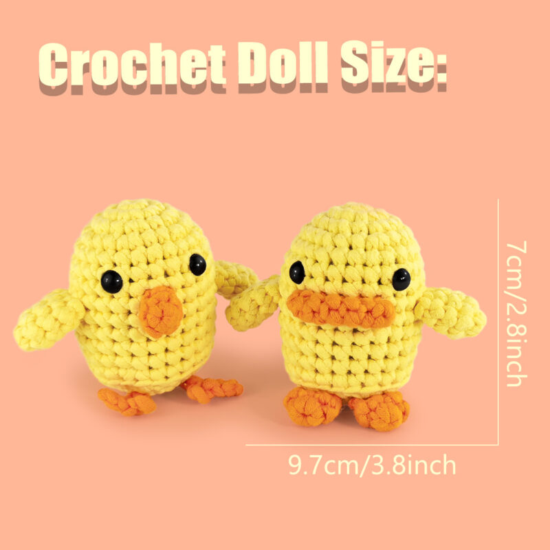 Finished fluffy chick and duckling crochet dolls