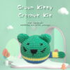 Green cat crochet kit for beginners full set