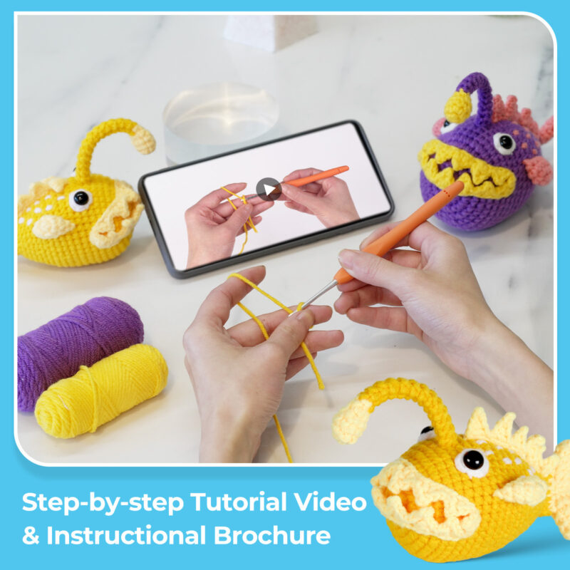 Anglerfish crochet kit as kids gift