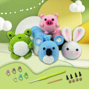 Frog bunny koala pig 4-piece crochet kit for beginners full set