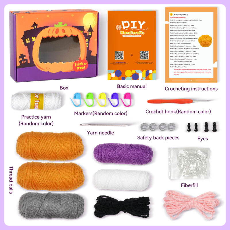 Bat pumpkin crochet kit as handmade halloween gift