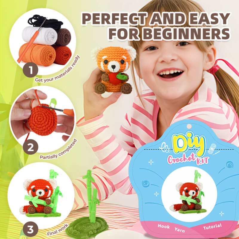 Red panda crochet kit as wildlife lover gift